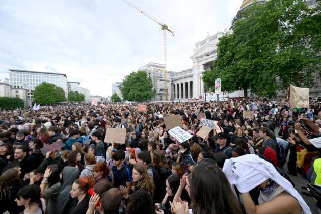Protest Against Police Violence 08 06 2026 BRUSSELS, BELGIUM - Staff, teachers and students protest police violence outside the Palace of Justice pictured on June 08, 2026 in Brussels, Belgium, 08 06 2026 Brussels Belgium  Copyright: xPhilipxReynaersx
