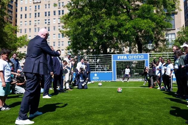 New York, NY- June 8: Governor Hochul and Mayor Mamdani make a World Cup FIFA announcement of a free watch party in Central Park for the FIFA World Cup 2026 Final on Sunday, July 19. With FIFA President Gianni Infantino, George Weah on June 8, 20267 Credit: AdMedia USA - ZUMAa123 20260608_zaa_a123_282 Copyright: xCamaraxPorterx