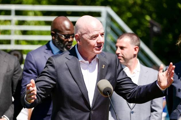New York, NY- June 8: Governor Hochul and Mayor Mamdani make a World Cup FIFA announcement of a free watch party in Central Park for the FIFA World Cup 2026 Final on Sunday, July 19. With FIFA President Gianni Infantino, George Weah on June 8, 20267 Credit: AdMedia USA - ZUMAa123 20260608_zaa_a123_285 Copyright: xCamaraxPorterx