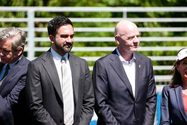 New York, NY- June 8: Governor Hochul and Mayor Mamdani make a World Cup FIFA announcement of a free watch party in Central Park for the FIFA World Cup 2026 Final on Sunday, July 19. With FIFA President Gianni Infantino, George Weah on June 8, 20267 Credit: AdMedia USA - ZUMAa123 20260608_zaa_a123_286 Copyright: xCamaraxPorterx