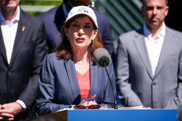 New York, NY- June 8: Governor Hochul and Mayor Mamdani make a World Cup FIFA announcement of a free watch party in Central Park for the FIFA World Cup 2026 Final on Sunday, July 19. With FIFA President Gianni Infantino, George Weah on June 8, 20267 Credit: AdMedia USA - ZUMAa123 20260608_zaa_a123_288 Copyright: xCamaraxPorterx