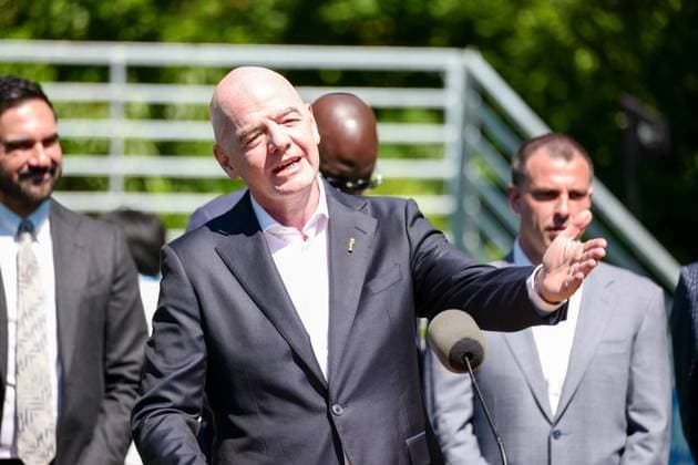 New York, NY- June 8: Governor Hochul and Mayor Mamdani make a World Cup FIFA announcement of a free watch party in Central Park for the FIFA World Cup 2026 Final on Sunday, July 19. With FIFA President Gianni Infantino, George Weah on June 8, 20267 Credit: AdMedia USA - ZUMAa123 20260608_zaa_a123_292 Copyright: xCamaraxPorterx