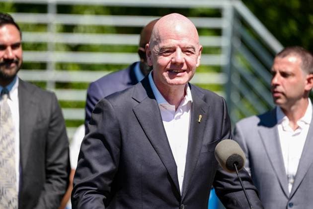 New York, NY- June 8: Governor Hochul and Mayor Mamdani make a World Cup FIFA announcement of a free watch party in Central Park for the FIFA World Cup 2026 Final on Sunday, July 19. With FIFA President Gianni Infantino, George Weah on June 8, 20267 Credit: AdMedia USA - ZUMAa123 20260608_zaa_a123_295 Copyright: xCamaraxPorterx