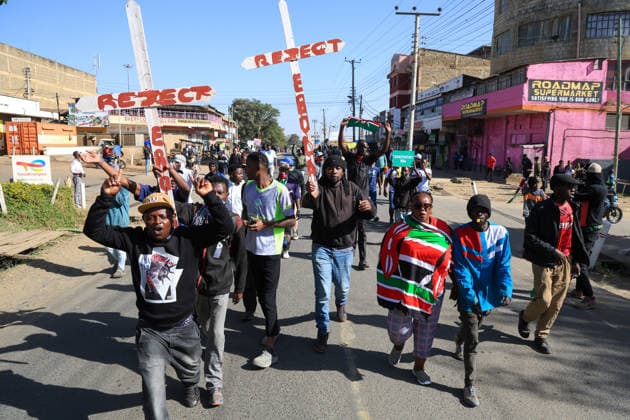 Kenyans protest proposed Ebola quarantine facility for U.S. citizens NANYUKI, KENYA – JUNE 09: Protesters march along a street carrying placards during a demonstration against a planned Ebola quarantine facility for U.S. citizens in Nanyuki, central Kenya, on June 9, 2026. Activists and local residents voiced concerns over public health and community safety, demanding the cancellation of the proposed facility. Lucas Mukasa Anadolu Nanyuki Kenya. Editorial use only. Please get in touch for any other usage.  Copyright: x2026xAnadoluxLucasxMukasax