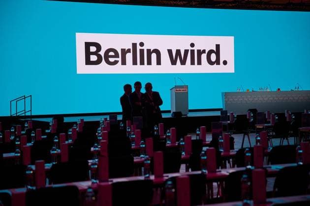 CDU state party conference FOR EDITORIAL PURPOSES ONLY EDITORIAL USE ONLY p View of the NLND Berlin event location before the start of the CDU party conference Today a top candidate is to be nominated for the upcoming parliamentary elections Germany Berlin Berlin Copyright JörgxCarstensen Copyright: JörgxCarstensen doc867qqwj70n41h3a2kmeu ,EDITORIAL USE ONLY Copyright: JörgxCarstensen