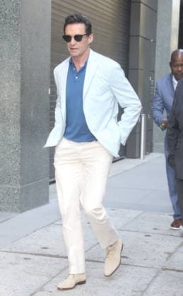 New York NY June 08: Hugh Jackman on Good Morning America to talk about new movie The Death of Robinhood in New York. June 08, 2026. Copyright: xRW Mediapunchx