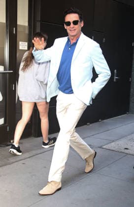 New York NY June 09: Hugh Jackman on Good Morning America to talk about new movie The Death of Robinhood in New York. June 09, 2026. Copyright: xRW Mediapunchx