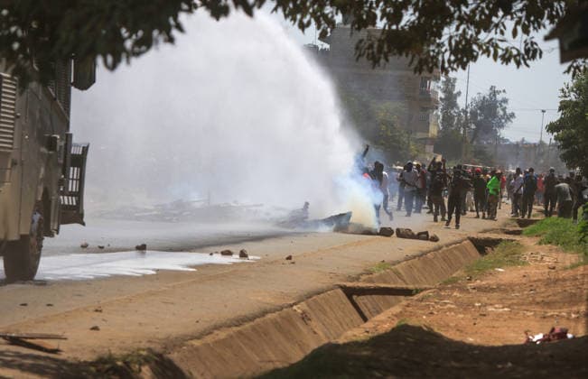Protest held in Kenya against planned U.S. Ebola quarantine facility NANYUKI, KENYA - JUNE 09: Kenyan police use water cannons and tear gas to disperse demonstrators who blocked a road and set fires during a protest against a planned Ebola quarantine facility for U.S. citizens in Nanyuki, central Kenya on June 09, 2026. Dozens of people gathered in the town to demonstrate against the proposed facility. Lucas Mukasa Anadolu Nanyuki Kenya. Editorial use only. Please get in touch for any other usage.  Copyright: x2026xAnadoluxLucasxMukasax
