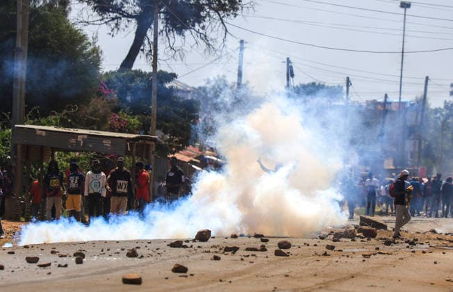 Protest held in Kenya against planned U.S. Ebola quarantine facility NANYUKI, KENYA - JUNE 09: Kenyan police use water cannons and tear gas to disperse demonstrators who blocked a road and set fires during a protest against a planned Ebola quarantine facility for U.S. citizens in Nanyuki, central Kenya on June 09, 2026. Dozens of people gathered in the town to demonstrate against the proposed facility. Lucas Mukasa Anadolu Nanyuki Kenya. Editorial use only. Please get in touch for any other usage.  Copyright: x2026xAnadoluxLucasxMukasax