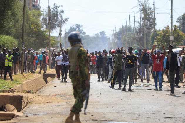 Protest held in Kenya against planned U.S. Ebola quarantine facility NANYUKI, KENYA - JUNE 09: Kenyan police use water cannons and tear gas to disperse demonstrators who blocked a road and set fires during a protest against a planned Ebola quarantine facility for U.S. citizens in Nanyuki, central Kenya on June 09, 2026. Dozens of people gathered in the town to demonstrate against the proposed facility. Lucas Mukasa Anadolu Nanyuki Kenya. Editorial use only. Please get in touch for any other usage.  Copyright: x2026xAnadoluxLucasxMukasax