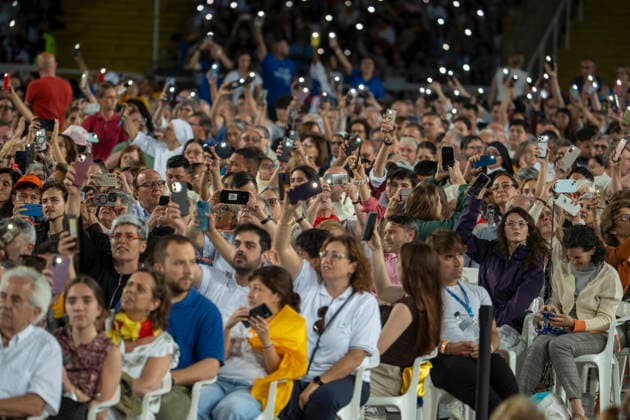 June 9, 2026, Barcelona, Barcelona, Spain: the Olympic Stadium fills to capacity for a Mass with the presence of Pope Leo XIV on the first day of his visit to Barcelona..In the pic :Pope Leo XIV Barcelona Spain - ZUMAr179 20260609_zip_r179_068 Copyright: xEricxRenomx