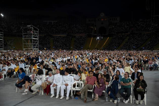 June 9, 2026, Barcelona, Barcelona, Spain: the Olympic Stadium fills to capacity for a Mass with the presence of Pope Leo XIV on the first day of his visit to Barcelona..In the pic :Pope Leo XIV Barcelona Spain - ZUMAr179 20260609_zip_r179_069 Copyright: xEricxRenomx