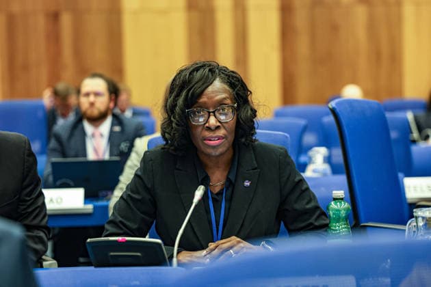 News Bilder des Tages June 10, 2026, New York, New York, USA: LAKIESHA HAWKINS, Acting Deputy Associate Administrator for NASAÃ¢â‚¬â ¢s Exploration Systems Development Mission Directorate, speaks during the opening day of the 69th session of COPUOS. HAWKINS discussed NASAÃ¢â‚¬â ¢s Artemis campaign, including the planned Artemis III and Artemis IV missions, highlighting international cooperation, the role of UNOOSA and future human exploration of the Moon. New York USA  - ZUMAo116 20260610_znp_o116_008 Copyright: xBiancaxOterox