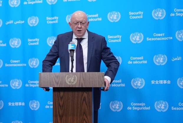 News Bilder des Tages Ambassador Nebenzia addresses the press at the UN Security Council media stakeout NEW YORK, UNITED STATES - JUNE 10: Ambassador Vassily Nebenzia, Permanent Representative of the Russian Federation to the United Nations, holds a press briefing at the UN Security Council Media Stakeout at the UN Headquarters on June 10, 2026, in New York City, U.S. Selcuk Acar Anadolu New York United States. Editorial use only. Please get in touch for any other usage.  Copyright: x2026xAnadoluxSelcukxAcarx