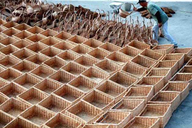 LINSHU, CHINA - JUNE 10: Workers dry woven willow products on June 10, 2026 in Linshu, Shandong Province of China. Linshu County has developed a full industrial chain for willow weaving, with products exported to over 80 countries and regions including Europe, the United States, Japan, South Korea and Southeast Asia.  Copyright: xChinaxNewsxServicex 111647375750