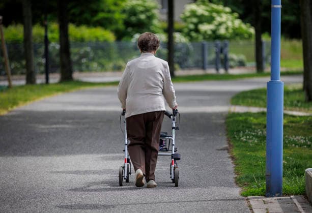 An elderly woman on a rollator Prenzlau Germany Copyright: xThomasxKoehlerx