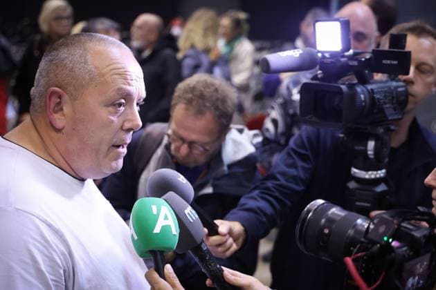 Victim Gregory D Andrea (brother of deceased victim Frederic D Andrea) and talks to the press after the verdict session of the trial of P. and A. Falzone, at the Court of Appeal of Mons, on Friday 12 June 2026. The trial of the two men concerns the 2022 tragedy in Strepy-Bracquegnies, where a car plowed into a carnival parade around 5:00. Six people died at the scene, and a seventh months later in the hospital. P. Falzone is charged with seven murder and 81 attempted murder. A. Falzone with failure to render aid to a person in danger.  VIRGINIExLEFOUR 177321136