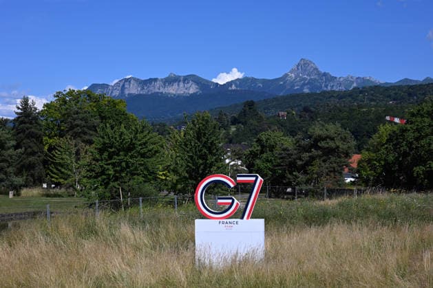 G7 Summit - Illustration - Evian G7 logo ahead of the G7 summit, in Evian, France on June 14, 2026. Photo by Ammar Abd Rabbo ABACAPRESS.COM Evian France  Copyright: xAbdxRabboxAmmar ABACAx