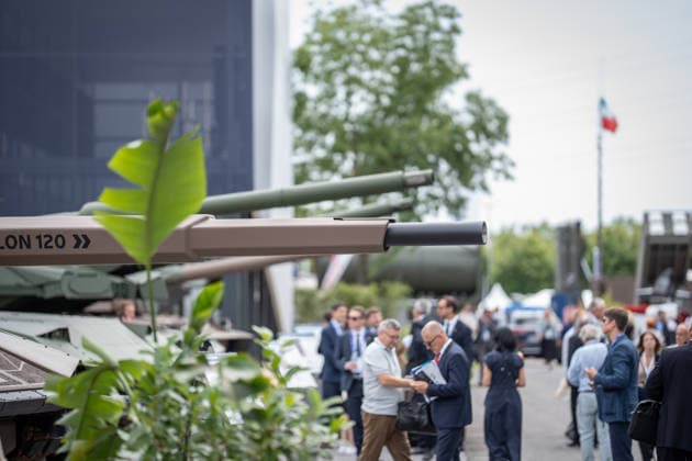 Exhibition booth of the defense contractor KNDS at the Eurosatory 2026 defense exhibition at the Parc des Expositions de Paris Nord Villepinte, Villepinte, Paris, France, Parc des Expositions de Paris No.,detected_source_language
