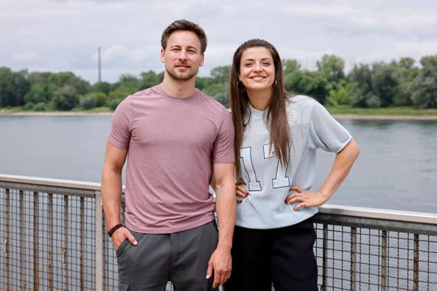 Actor Timmi Trink as boat captain Mark Neumann and actress Altine Emini as team assistant Samira Leka Sam on set for the ZDF crime series WaPo Duisburg in Niehl, Cologne, June 15, 2026, North Rhine-Westphalia, Germany,detected_source_language Copyright: xChristophxHardtx