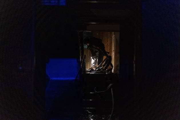 Ukrainian firefighters battle blaze after Russian drone strike in Druzhkivka DRUZHKIVKA, UKRAINE - JUNE 17: A Ukrainian firefighter works inside a residential building damaged by a fire following a Russian drone attack in Druzhkivka, Ukraine, on June 17, 2026. Diego Herrera Carcedo Anadolu Ukraine Donetsk. Editorial use only. Please get in touch for any other usage.  Copyright: x2026xAnadoluxDiegoxHerreraxCarcedox