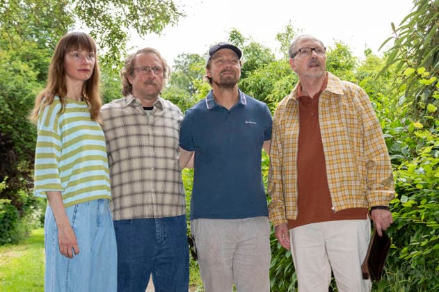 Katharina Marie Schubert, Bjarne Mädel, Lars Jessen, and Olli Dittrich at a photo shoot on the set of the NDR film Prange 2 at the Stresemannallee Allotment Garden Association in Hamburg, June 18, 2026,detected_source_language Foto:xC.xTamckex xFuturexImagex prange_6610