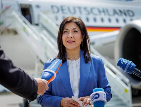 Katherina Reiche (CDU), Federal Minister for Economic Affairs and Energy, photographed during her trip to Turkey. Here at Berlin Airport. Photographed on behalf of the BMWE, Berlin, Germany,detected_source_language Copyright: xThomasxKoehlerx