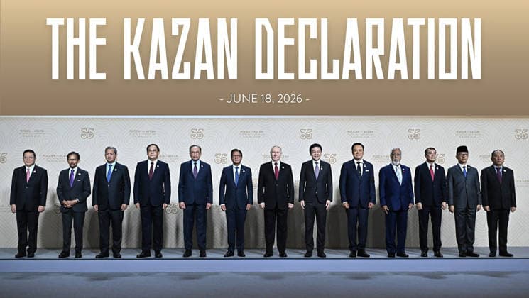Association of Southeast Asian Nations (ASEAN) Secretary General Kao Kim Hourn, Brunei s Sultan Hassanal Bolkiah, Cambodia s Prime Minister Hun Manet, Laos Prime Minister Sonexay Siphandone, Malaysia s Prime Minister Anwar Ibrahim, Philippine President Ferdinand Marcos Jr., Russia s President Vladimir Putin, Singapore s Prime Minister Lawrence Wong, Thailand s Prime Minister Anutin Charnvirakul, East Timor s Prime Minister Xanana Gusmao, Vietnam s Prime Minister Le Minh Hung, Indonesian Foreign Minister Sugiono and Myanmar s Permanent Secretary of the Ministry of Foreign Affairs U Hau Khan Sum pose for a family photo of the Russia-ASEAN summit, which commemorates 35 years of collaboration between Russia and the ASEAN countries, in the cent RUS2026061806 Kremlin