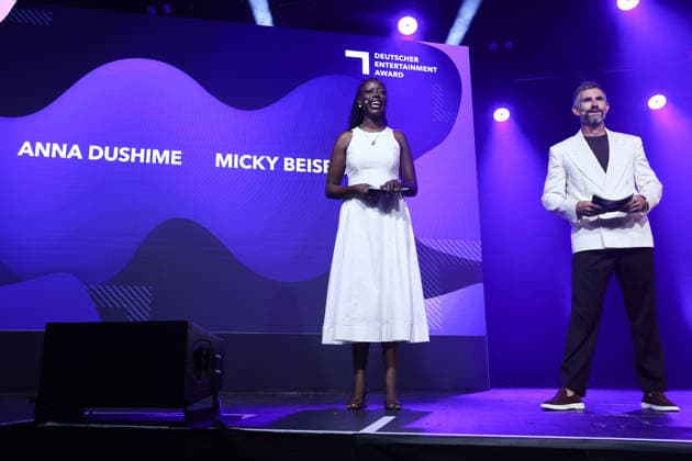 Anna Dushime and Micky Beisenherz at the German Entertainment Award ceremony on June 18, 2026, in Cologne Anna Dushime and Micky Beisenherz attend the German Entertainment Award ceremony on June 18, 2026, in Cologne German Entertainment Award in Cologne,detected_source_language