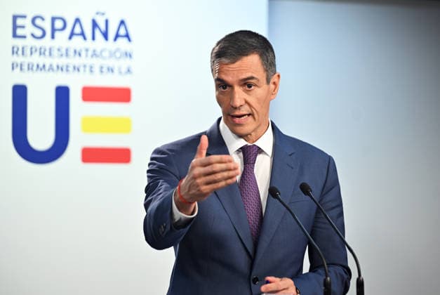 News Bilder des Tages Spanish Prime Minister Pedro Sanchez Perez-Castejon BRUSSELS, BELGIUM - JUNE 19: Spanish Prime Minister Pedro Sanchez Perez-Castejon held a press conference following the European Union (EU) Leaders Summit in Brussels, Belgium on June 19, 2026. Dursun Aydemir Anadolu Brussels Belgium. Editorial use only. Please get in touch for any other usage.  Copyright: x2026xAnadoluxDursunxAydemirx