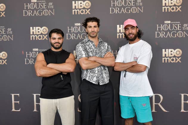 Mohammad Eliraqui, Mohamed Kanj Khamis, and Soufiane El Mesaudi at the premiere of Season 3 of the Sky Now series House of the Dragon at Kino International in Berlin, June 19, 2026,detected_source_language Foto:xM.xBehrensx xFuturexImagex dragon_berlin_6649