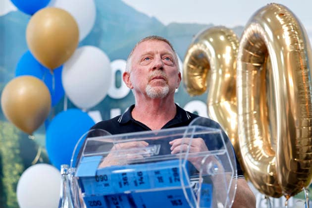 Tennis legend Boris Becker at a raffle drawing during his appearance at the Summer Activity Days at the Bad Honnef RV Park, Bad Honnef, June 21, 2026, North Rhine-Westphalia, Germany,detected_source_language Copyright: xChristophxHardtx