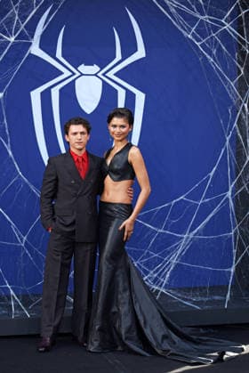 Tom Holland and Zendaya at the fan event for SPIDER-MAN