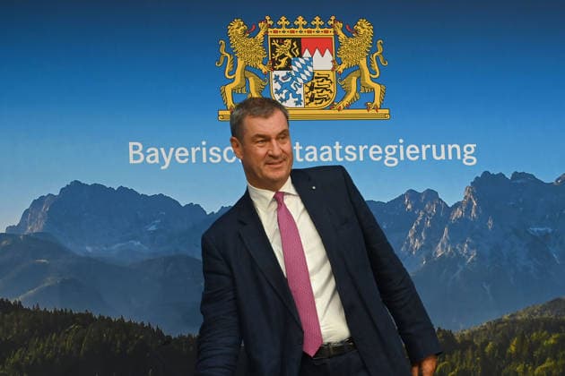 Arrival of Markus SOEDER, Minister-President of Bavaria and CSU Chairman; single image, cropped close-up, half-length portrait; press conference of the Bavarian State Government following the cabinet meeting on June 23, 2026, at the Prinz Carl Palais in Munich,detected_source_language