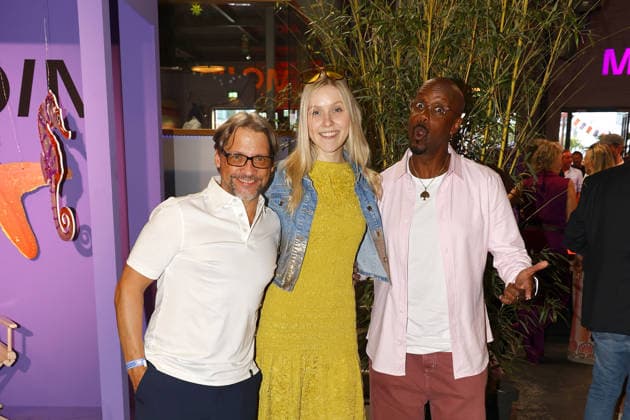 Patrick Bach, Lil Paulin, and Yared Dibaba at the Moin Mittsommer event hosted by the Film Fund of Hamburg and Schleswig-Holstein on June 23, 2026, in Hamburg. Patrick Bach, Lil Paulin, and Yared Dibaba attend the Moin Mittsommer event at Kampnagel on June 23, 2026, in Hamburg, Germany Moin Mittsommer Event in Hamburg,detected_source_language