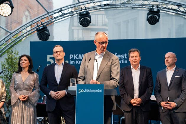 Berlin, June 25, 2026: The 50th PKM Summer Festival at the Kronprinzenpalais on Unter den Linden. The event is organized by the Association for the Promotion of the Work of the Parliamentary Group for Small and Medium-Sized Businesses (PKM e.V.), Christian Freiherr von Stetten, as well as BK Friedrich Merz, Jens Spahn, and others.