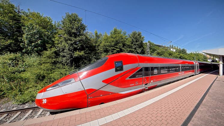 Trenitalia is conducting test runs. The Frecciarossa 1000 trains are undergoing these technical tests to obtain official certification for the German rail network. The Italian state railway Trenitalia is currently conducting extensive test runs in Germany and Austria. Kassel Wilhelmshöhe Station, DEU, Germany, Hesse, Kassel, June 18, 2026