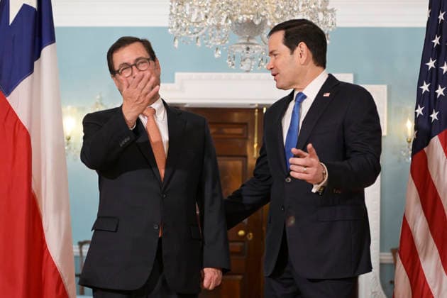 U.S. Secretary of State Marco Rubio (R) speaks alongside Chilean Foreign Minister Francisco Perez Mackenna (L) prior to a bilateral meeting in Washington, D.C., United States, 06 July 2026. Rubio Meets with Chilean Foreign Minister in Washington !ACHTUNG: NUR REDAKTIONELLE NUTZUNG! Copyright: xLENINxNOLLYx AME7857 20260706-55020817749_1