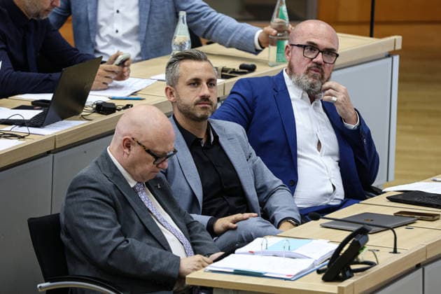 From left: Oliver Kirchner, AfD parliamentary group leader; Ulrich Siegmund, AfD parliamentary group leader, Saxony-Anhalt; Dr. Hans Thomas Tillschneider, AfD, during a session of the Saxony-Anhalt State Parliament