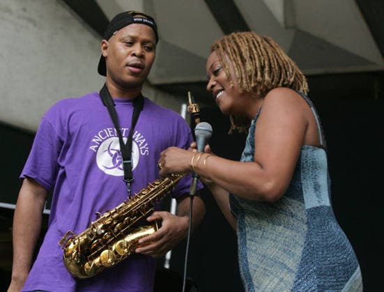 Charlie Parker Jazz Festival-2007 Aug 25, 2007 - New York, NY, USA - Saxophonist STEVE COLEMAN and singer CASSANDRA WILSON perform at the 2007 Charlie Parker Jazz Festival held at Marcus Garvey Park in Harlem. Copyright: xNancyxKaszermanx