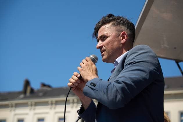 July 15, 2026, Brussels, Belgium: BRUSSELS, BELGIUM †JULY 2026: Far-right activists Martin Sellner, Eva Vlaardingerbroek, Dries Van Langenhove, Andrea Ballarati and Lucy White joined MEPs Dominik TarczyAski, Sebastian Tynkkynen, Geadis Geadi and 200 participants at the Save Europe Act rally in Place du Luxembourg on Wednesday. They later marched to the entrance of the European Parliament, where organizers symbolically delivered more than 500,000 printed signatures supporting their Save Europe Act initiative in a wheelbarrow. JNA Press. Brussels Belgium - ZUMAq101 20260715_zna_q101_163 Copyright: xRaduxIonescux