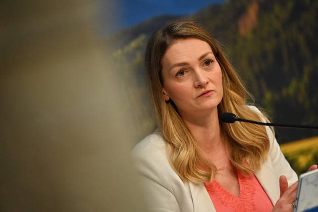 Judith GERLACH, Minister of State for Health, Care, and Prevention; single image, cropped close-up, portrait; Press conference of the Bavarian State Government following the cabinet meeting on July 21, 2026, at the Prinz Carl Palais in Munich