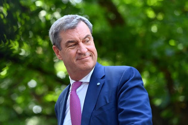 Arrival of Markus SOEDER, Minister-President of Bavaria and CSU Chairman; single image, cropped close-up, portrait; press conference of the Bavarian State Government following the cabinet meeting on July 21, 2026, at the Prinz Carl Palais in Munich