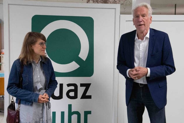 Verena SCHAEFFER, Schäffer, Minister for Children, Youth, Family, Equality, Refugees, and Integration of the State of North Rhine-Westphalia, visits the Quaz Ruhr Language and Training Center in Bochum on July 22, 2026