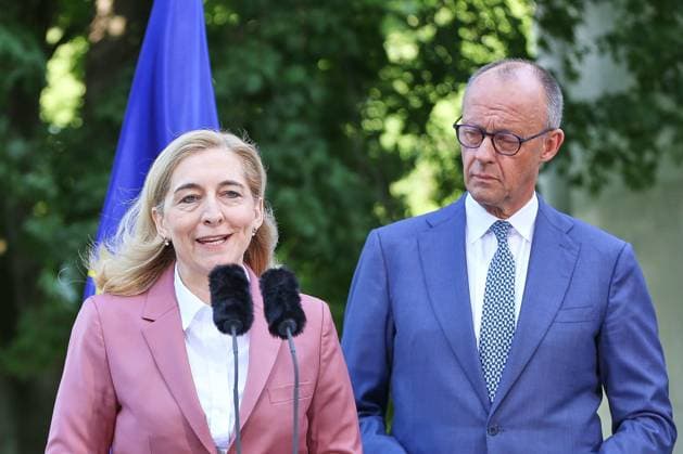 Berlin, Germany, July 24, 2026, Federal Chancellery: Presentation of the Cabinet reshuffle—Nina Warken and Federal Chancellor Friedrich Merz, both of the CDU Copyright: xdtsxNachrichtenagenturx dts_128400