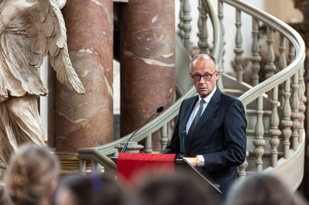 Chancellor Friedrich Merz at the memorial service following the attack in Berlin, Germany, July 26, 2026. Chancellor Friedrich Merz attends the ecumenical memorial service following the deadly attack on Christopher Street Day (CSD) in Berlin. Together with representatives from politics, churches, the police, the fire department, and emergency services, th