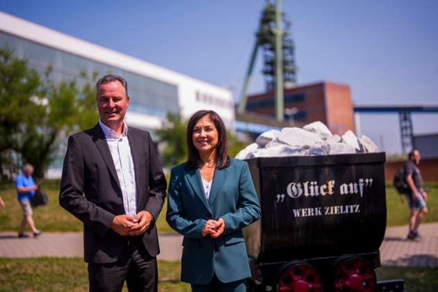 Katherina Reiche (CDU), Federal Minister of Economic Affairs and Energy, visits the K S Minerals and Agriculture GmbH plant in Zielitz. Zielitz, July 30, 2026. Photographed on behalf of the Federal Ministry of Economic Affairs and Energy. Zielitz, Germany Copyright: xDominikxButzmannx