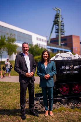 Katherina Reiche (CDU), Federal Minister of Economic Affairs and Energy, visits the K S Minerals and Agriculture GmbH plant in Zielitz. Zielitz, July 30, 2026. Photographed on behalf of the Federal Ministry of Economic Affairs and Energy. Zielitz, Germany Copyright: xDominikxButzmannx