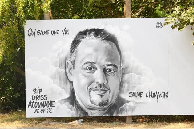 Fresco Of Driss Atounane BRUSSELS, BELGIUM - JULY 31: Fresco on the wall of the cemetery of the City of Brussels, honouring Driss Atounane victim of racist violence pictured on July 31, 2026 in Brussels, Belgium, 31 07 2026 Brussels Belgium  Copyright: xPhilipxReynaersx
