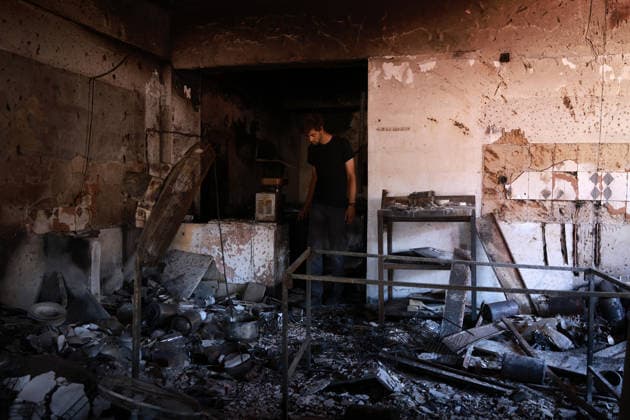 Aftermath of the devastating Crete wildfire CRETE, GREECE - JULY 31: The interior of a burnt hotel, after a wildfire at the village of Agios Pavlos, in the region Rethymno, on the island of Crete, Greece, on July 31, 2026. Costas Baltas Anadolu Crete Greece. Editorial use only. Please get in touch for any other usage.  Copyright: x2026xAnadoluxCostasxBaltasx